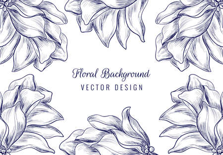 Beautiful hand drawn wedding ornament floral backgroundのイラスト素材