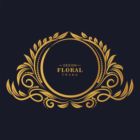 Ornamental golden decorative floral frame backgroundのイラスト素材