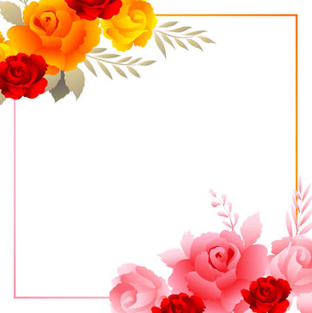 Beautiful composition colorful floral frame card backgroundのイラスト素材
