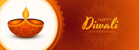 Happy diwali diya lamps holiday card banner backgroundのイラスト素材