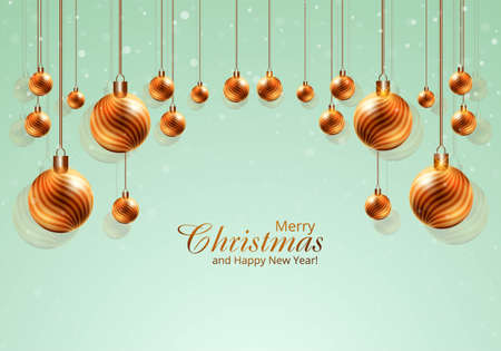 Modern realistic shiny christmas balls on card backgroundのイラスト素材