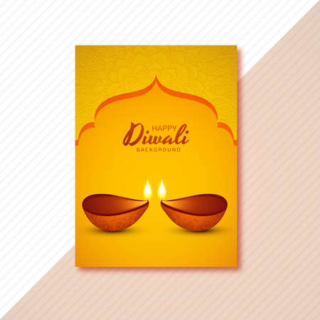 Decorated diwali diya festival card holiday brochure backgroundのイラスト素材