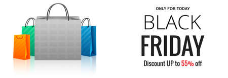 Modern black friday sale banner with shopping bag backgroundのイラスト素材