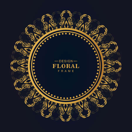 Ornamental golden circular floral frame backgroundのイラスト素材