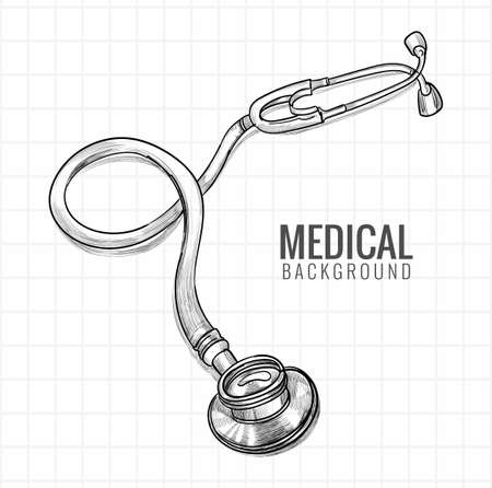 Hand draw medical stethoscope sketch designのイラスト素材