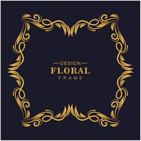 Beautiful decorative golden floral frameのイラスト素材