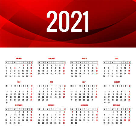 Elegant 2021 calendar layout with wave backgroundのイラスト素材