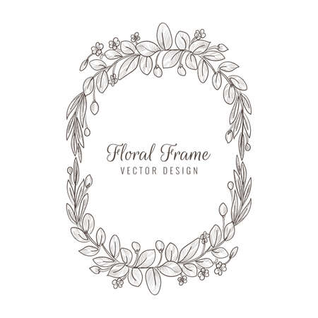 Beautiful decorative floral leaf frame backgroundのイラスト素材