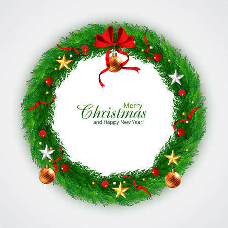 Decorated Christmas Wreath With Stars Backgroundのイラスト素材