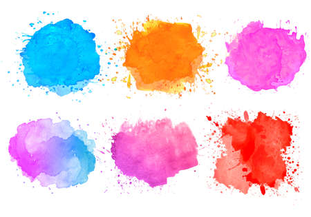 Set of colorful watercolor splatter stain designのイラスト素材