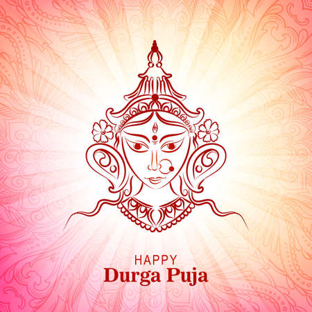 Happy durga pooja indian festival card colorful background