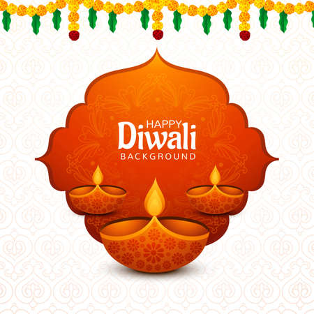 Indian Religious Festival Diwali Background with Lampsのイラスト素材