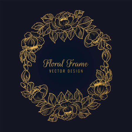 Ornamental golden decorative floral frameのイラスト素材