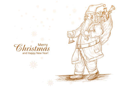 Hand drawn cheerful santa claus sketch card backgroundのイラスト素材