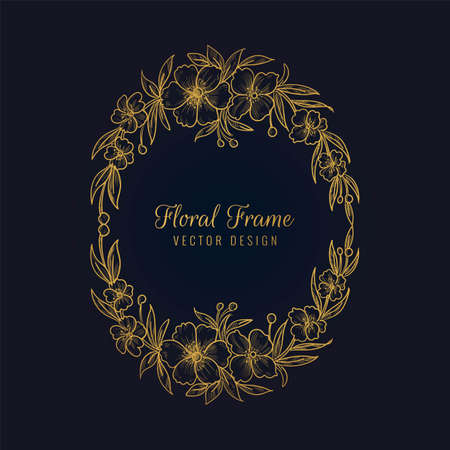 Elegant decorative golden floral frame designのイラスト素材