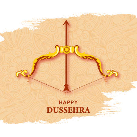 Decorative bow and arrow in Happy Dussehra festival backgroundのイラスト素材