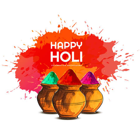 Happy holi colorful festival card backgroundのイラスト素材