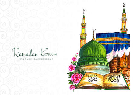 Beautiful ramadan kareem islamic greeting card backgrounのイラスト素材