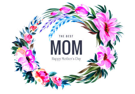 Circular flowers decoration frame mothers day card designのイラスト素材