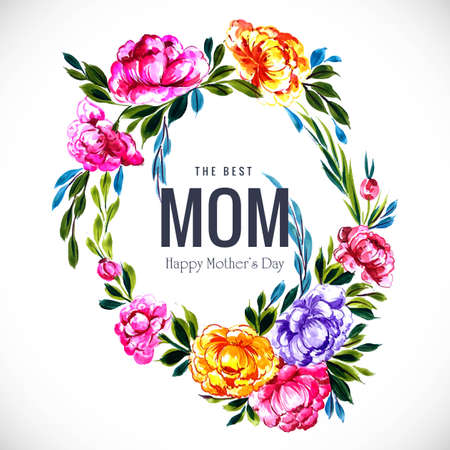 Beautiful mothers day greeting card flowers frame backgroundのイラスト素材
