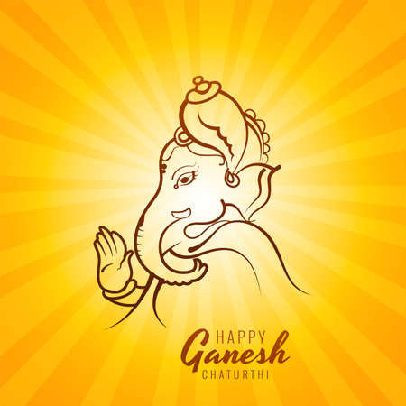 Hand drawn ganesh chaturthi card designのイラスト素材