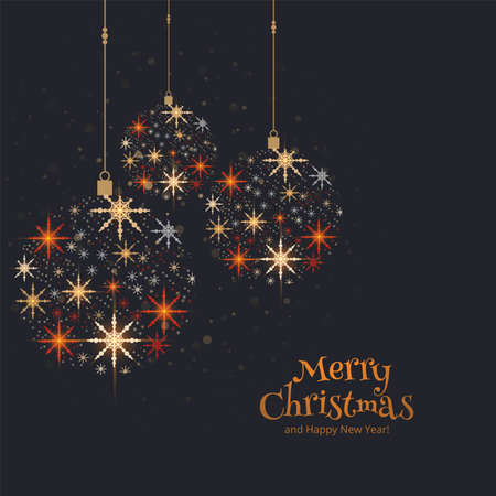 Vintage card with colorful christmas balls backgroundのイラスト素材