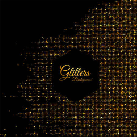 Abstract glitters particles on black backgroundのイラスト素材