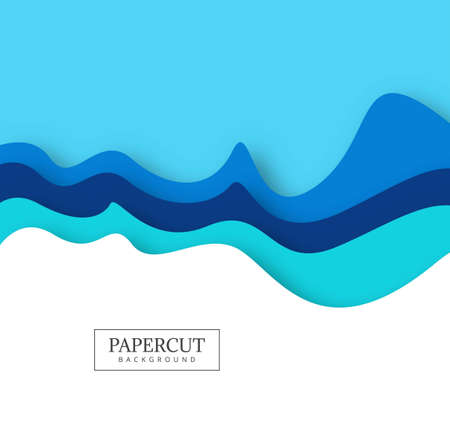 Abstract colorful papercut creative wave design vectorのイラスト素材