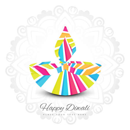 Happy diwali diya oil lamp festival colorful card backgroundのイラスト素材