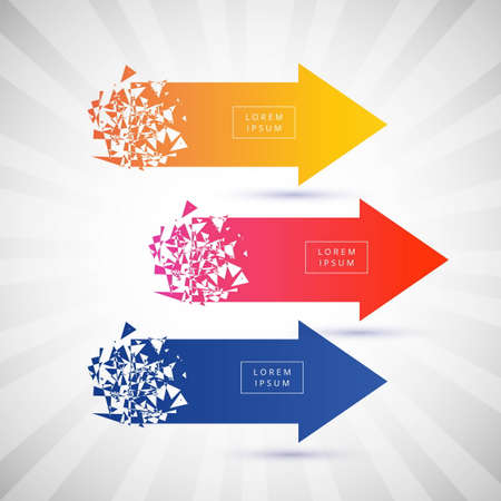 Beautiful Broken arrow banner colorful set vectorのイラスト素材