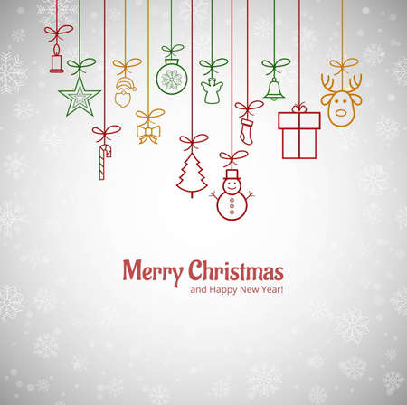 Beautiful Merry christmas greeting card with snowflakes backgroundのイラスト素材