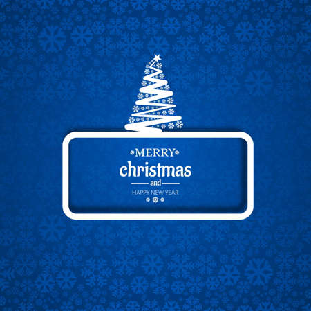 Merry christmas tree card with snowflake backgroundのイラスト素材