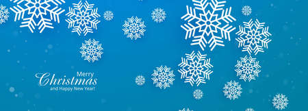 Beautiful merry christmas snowflake blue banner template vector designのイラスト素材
