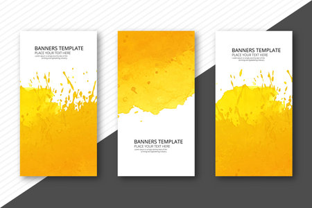 Abstract colorful watercolor banner set backgroundのイラスト素材