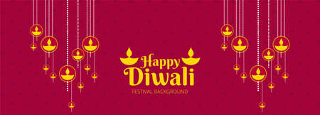 decorative diwali festival celebration banner colorful backgroundのイラスト素材