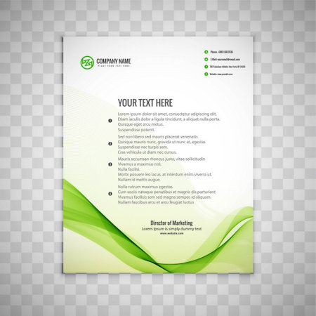 wavy green business brochureのイラスト素材