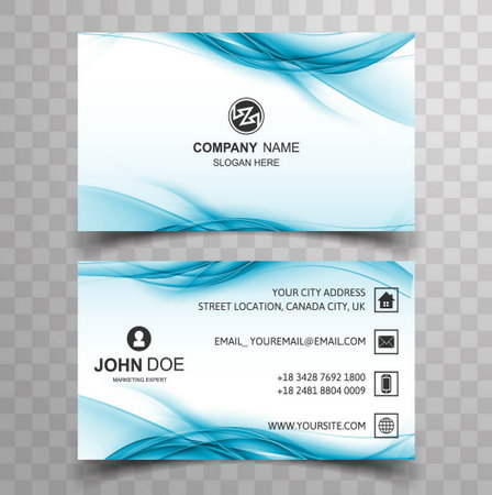 blue wavy business cardのイラスト素材
