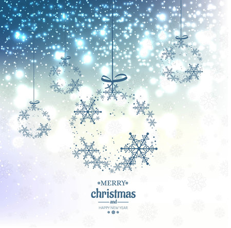 Elegant christmas blue glitter background with snowflakesのイラスト素材