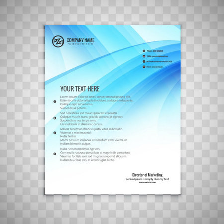 blue wavy business brochure designのイラスト素材