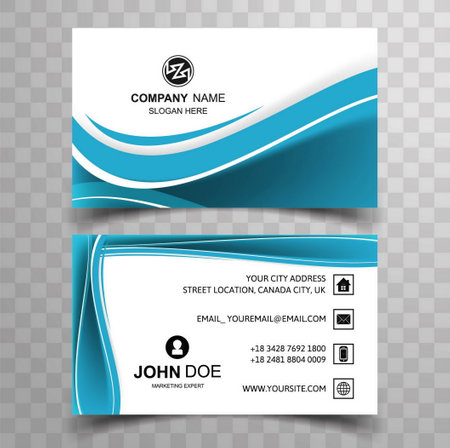 modern blue wavy business cardのイラスト素材