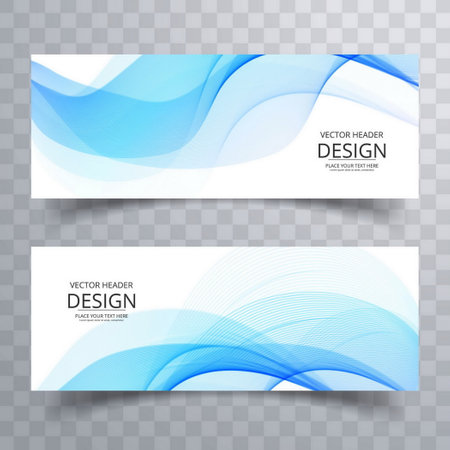 banner design with blue wavy shapesのイラスト素材