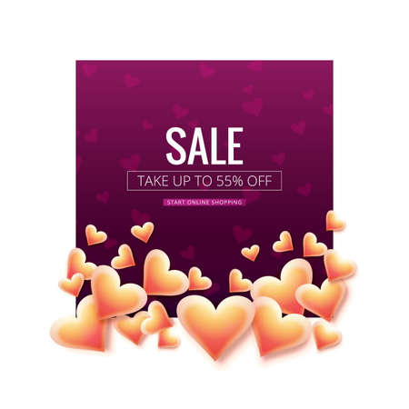 Valentines day colorful hearts sale background design illustrationのイラスト素材