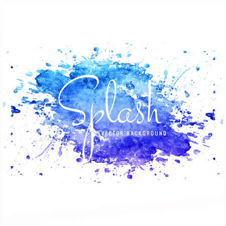 Modern hand drawn blue watercolor splash background vectorのイラスト素材