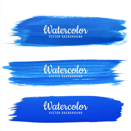 Abstract blue hand draw watercolor stroke design setのイラスト素材