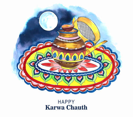 Indian festival happy karwa chauth celebration backgroundのイラスト素材