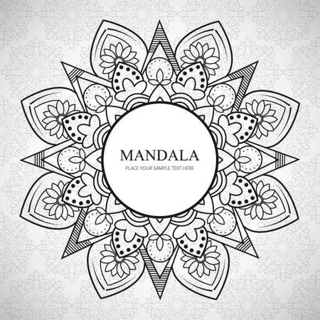 Black and white decorative mandala symbol isolated on white background vector illustrationのイラスト素材