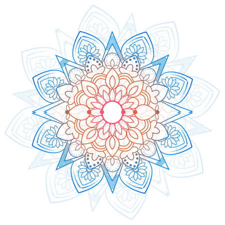 Decorative mandala traditional esoteric symbol isolated on white background colored vector illustrationのイラスト素材