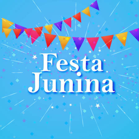 bright blue festa junina elegant modern vector design illustrationのイラスト素材