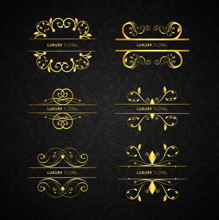 golden decorative elements set elegant modern vector design illustrationのイラスト素材