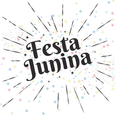 Festa junina horizontal banners with garland of flags colored balloons bowl of popcorn and glass of red wine with spices flat vector illustrationのイラスト素材